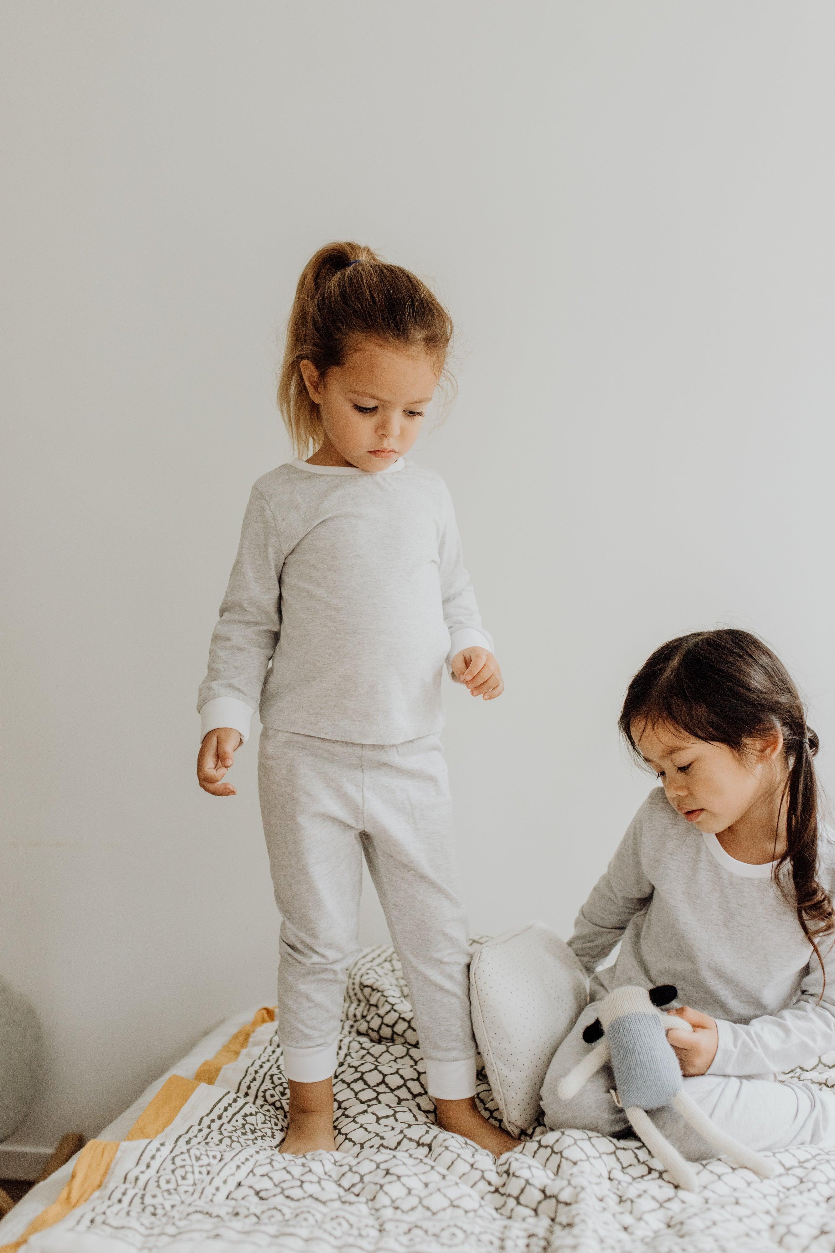 Toddler & Big Kid Cotton Knit PJ Set (Erawan Grey) - Why and Whale