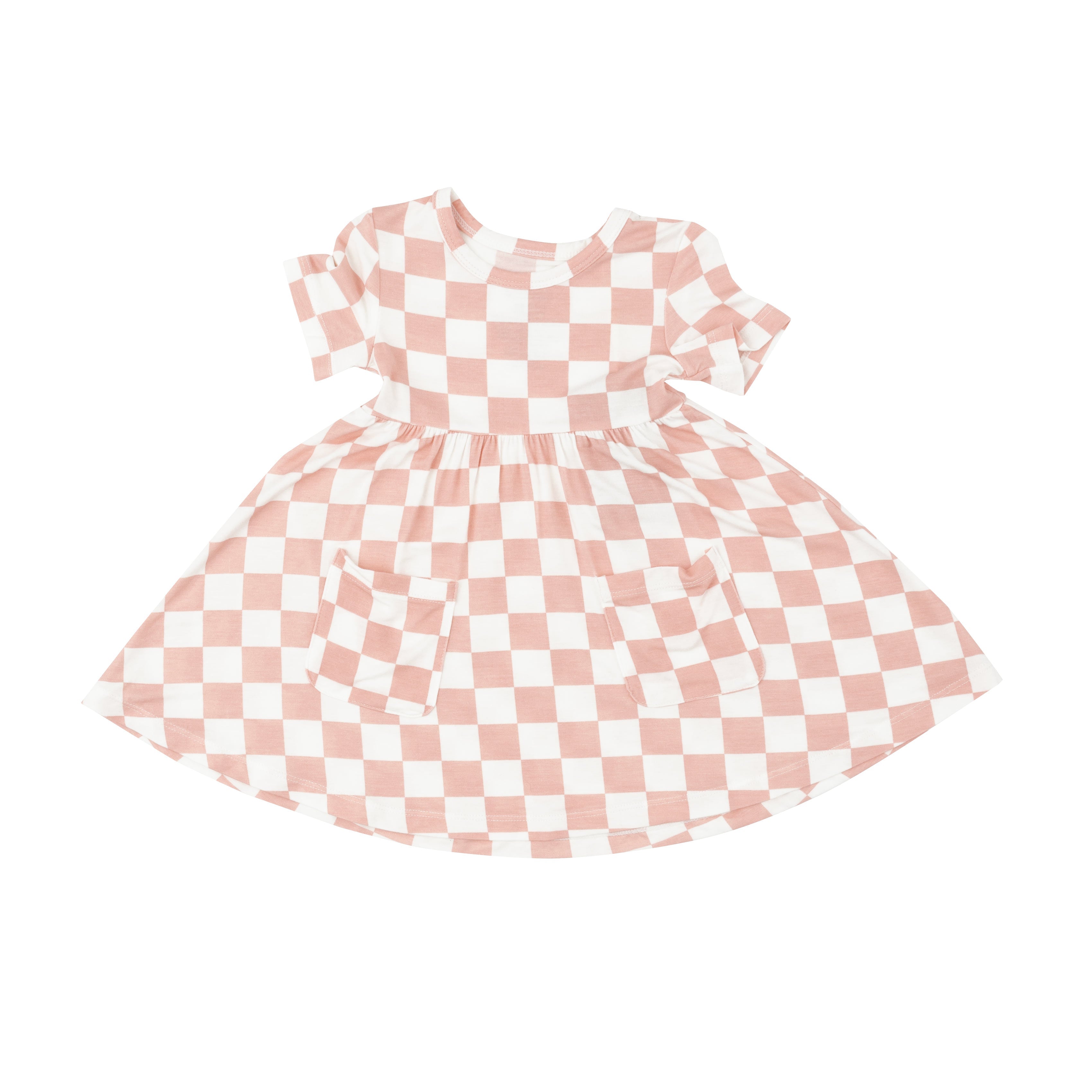 Twirly S/S Dress - Checkerboard Pink