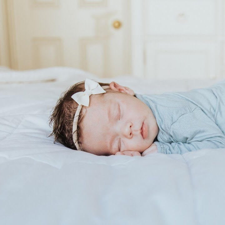 White | Leather Baby Bow