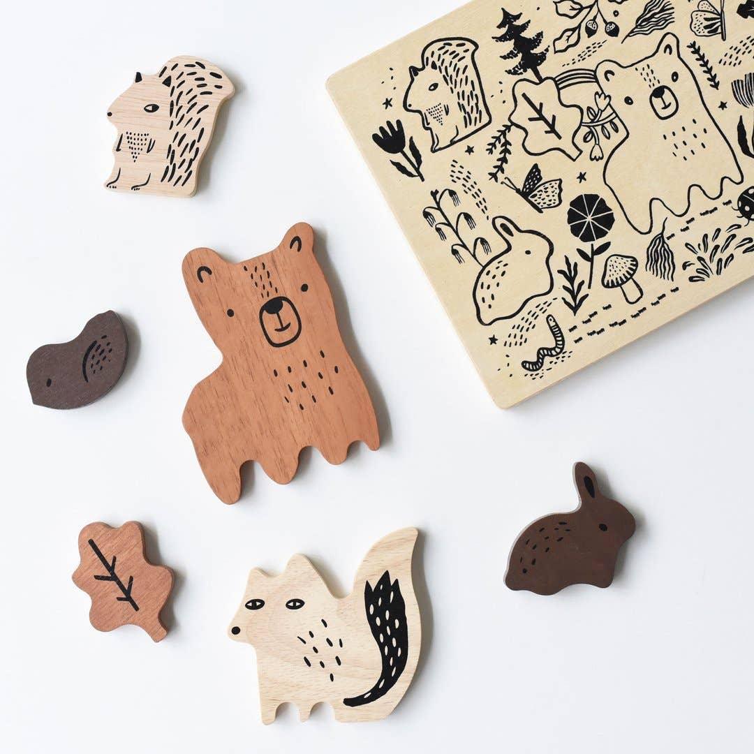 Wee Gallery - Wooden Puzzle, Woodland Animals - Why and Whale