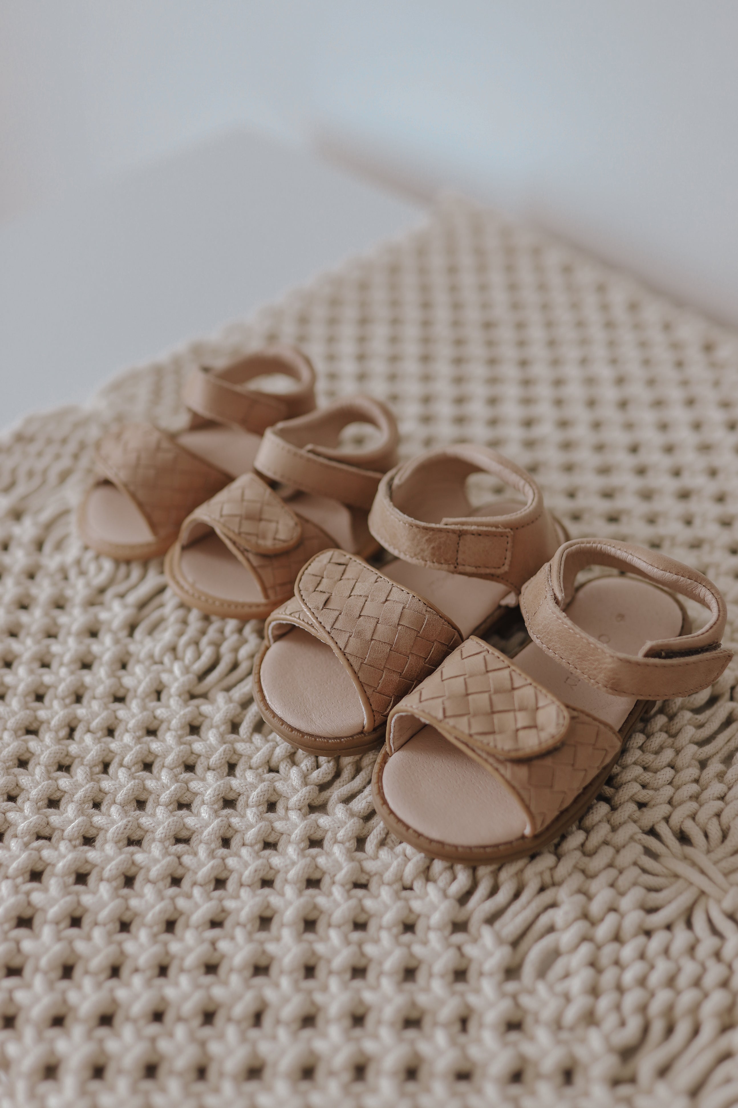 Leather Woven Sandal | Color 'Stone' | Hard Sole