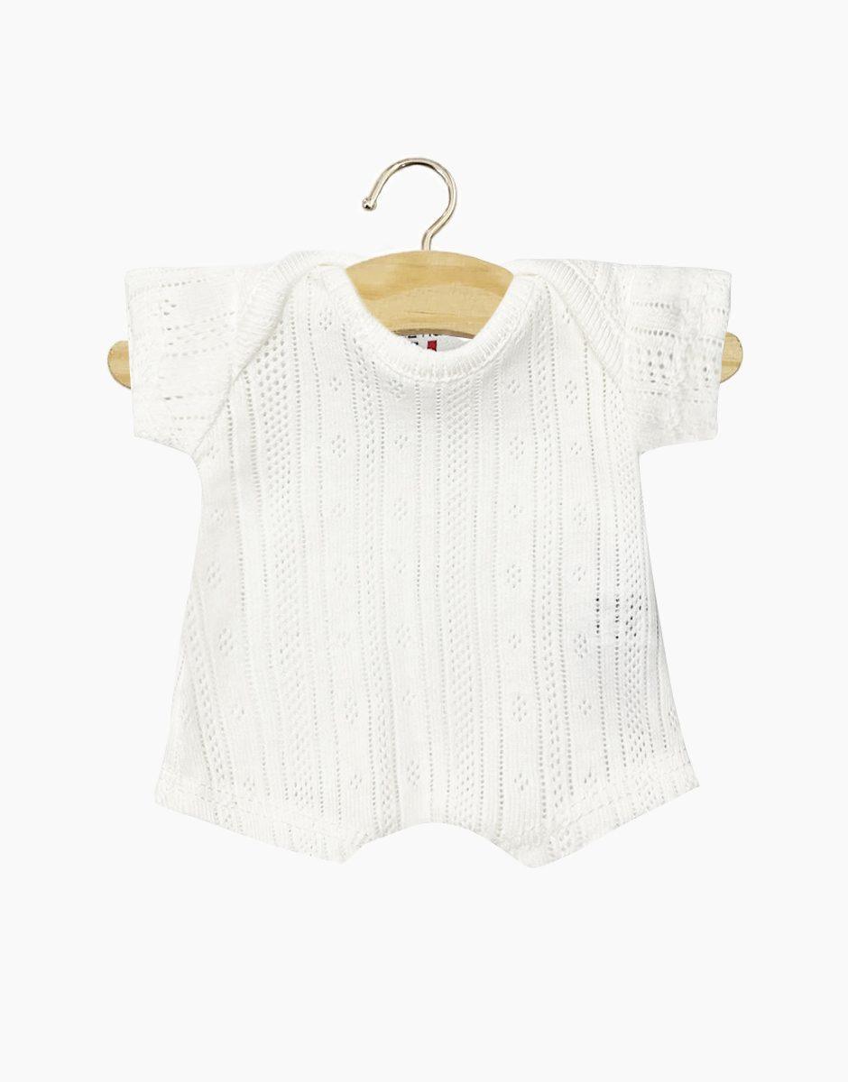 White pointelle bodysuit for 11in Doll Minikane Babies - Why and Whale