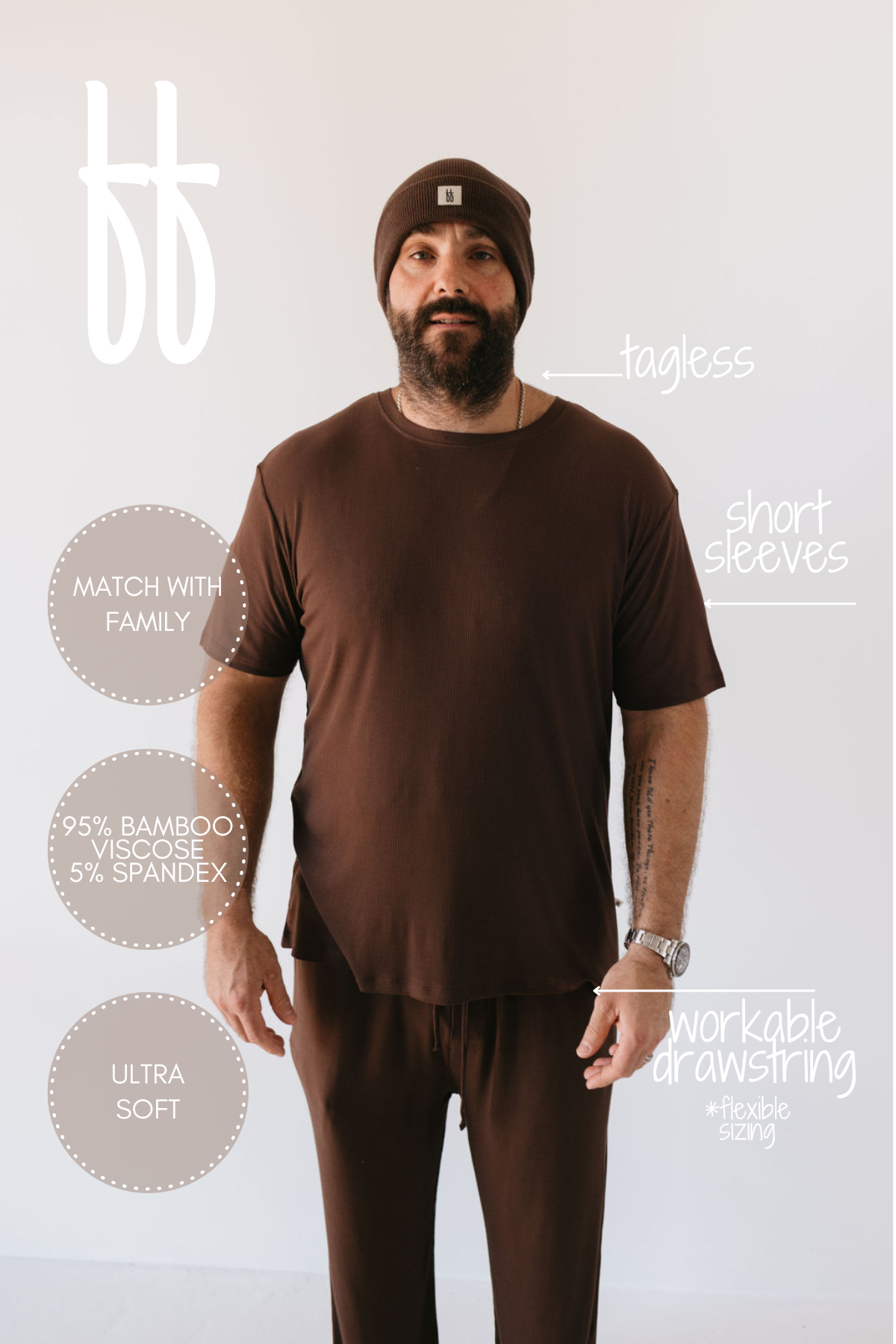 Men's Bamboo Short Sleeve Pajamas | Coffee Bean