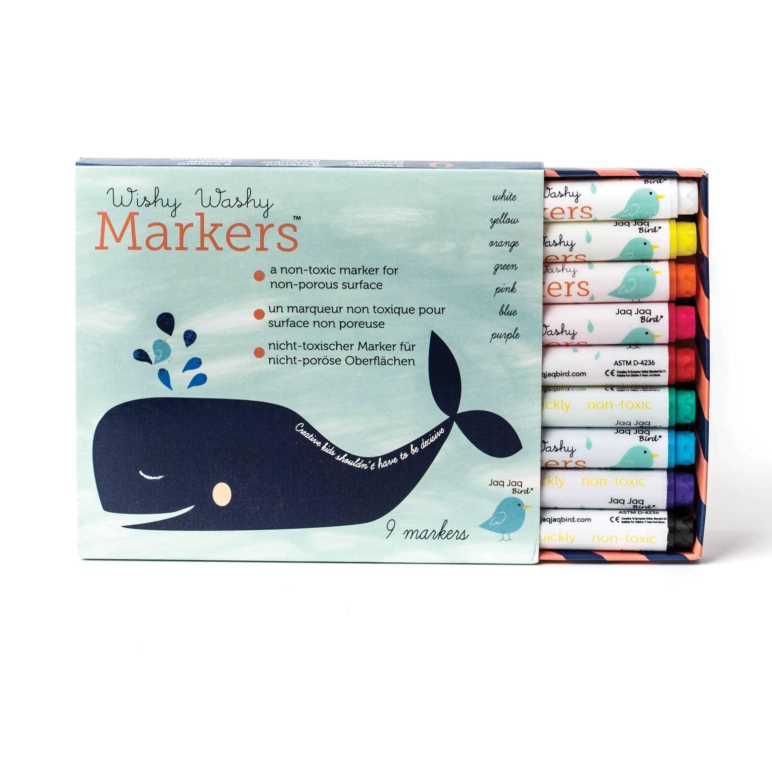 Wishy Washy Markers - Set of 9 Assorted Colors - Why and Whale