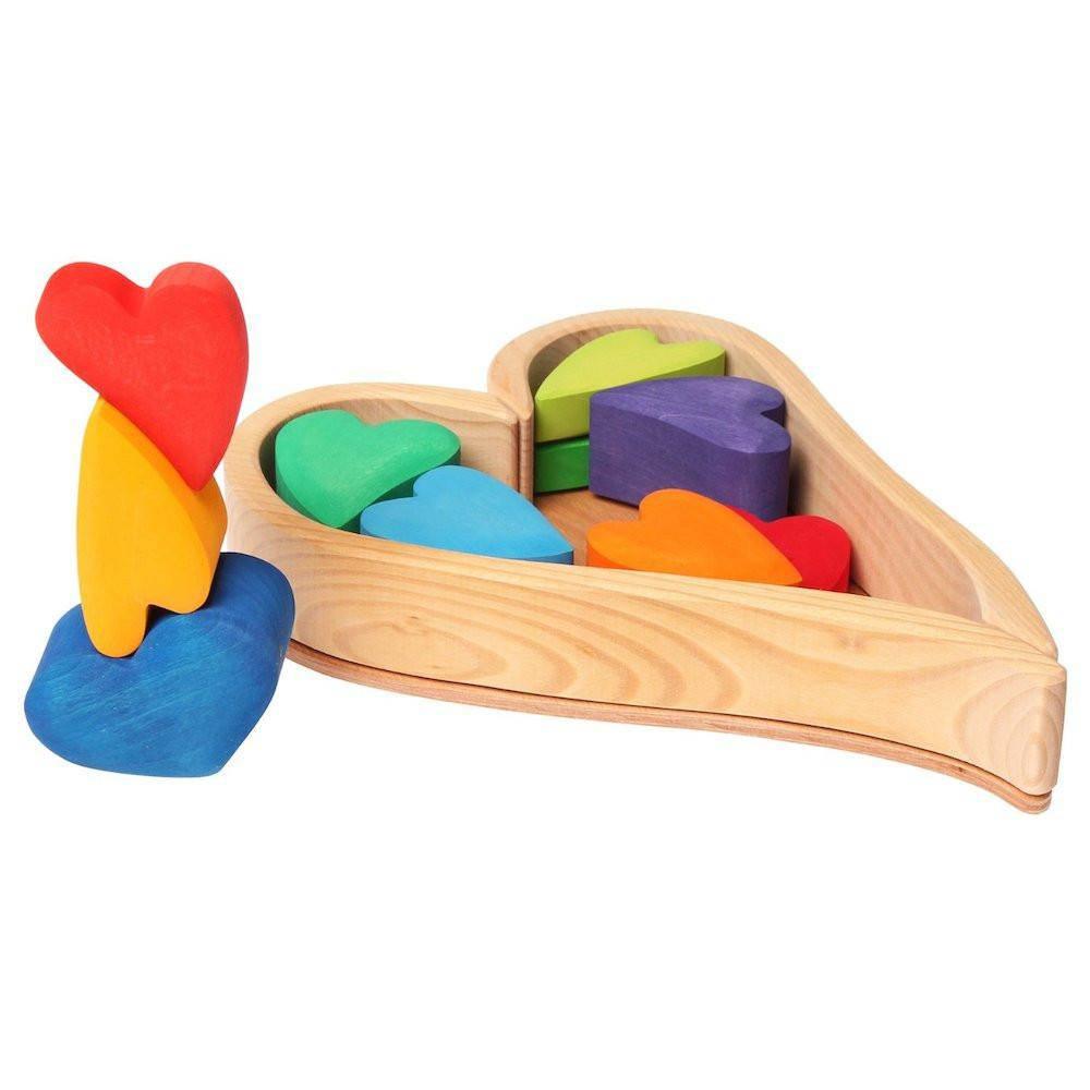 Wooden Heart Blocks - Rainbow - Why and Whale