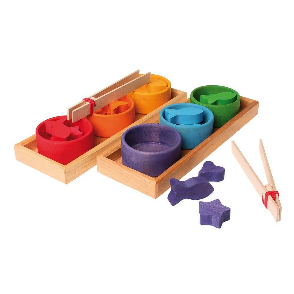 Wooden Rainbow Bowls Sorting Game - Why and Whale