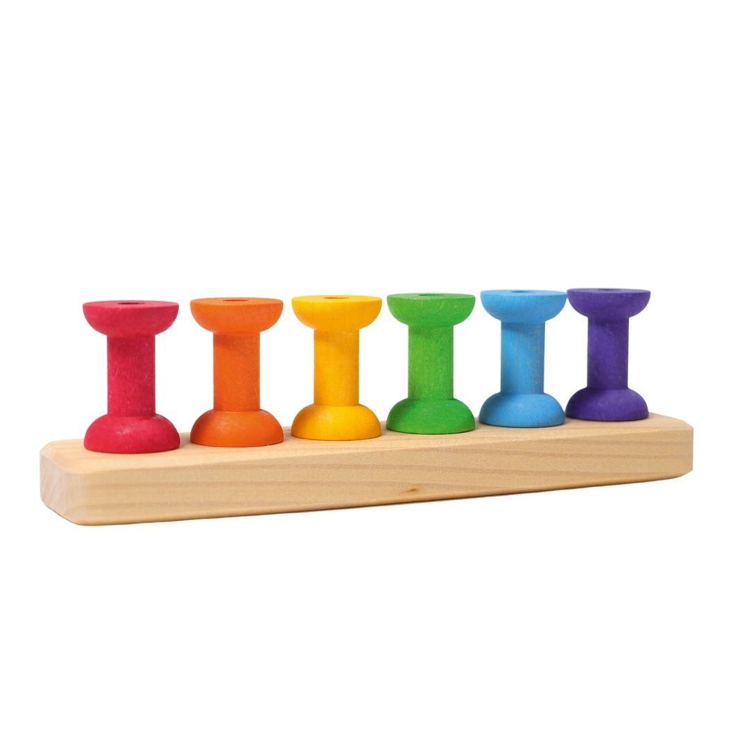 Wooden Rainbow Threading Game - Why and Whale