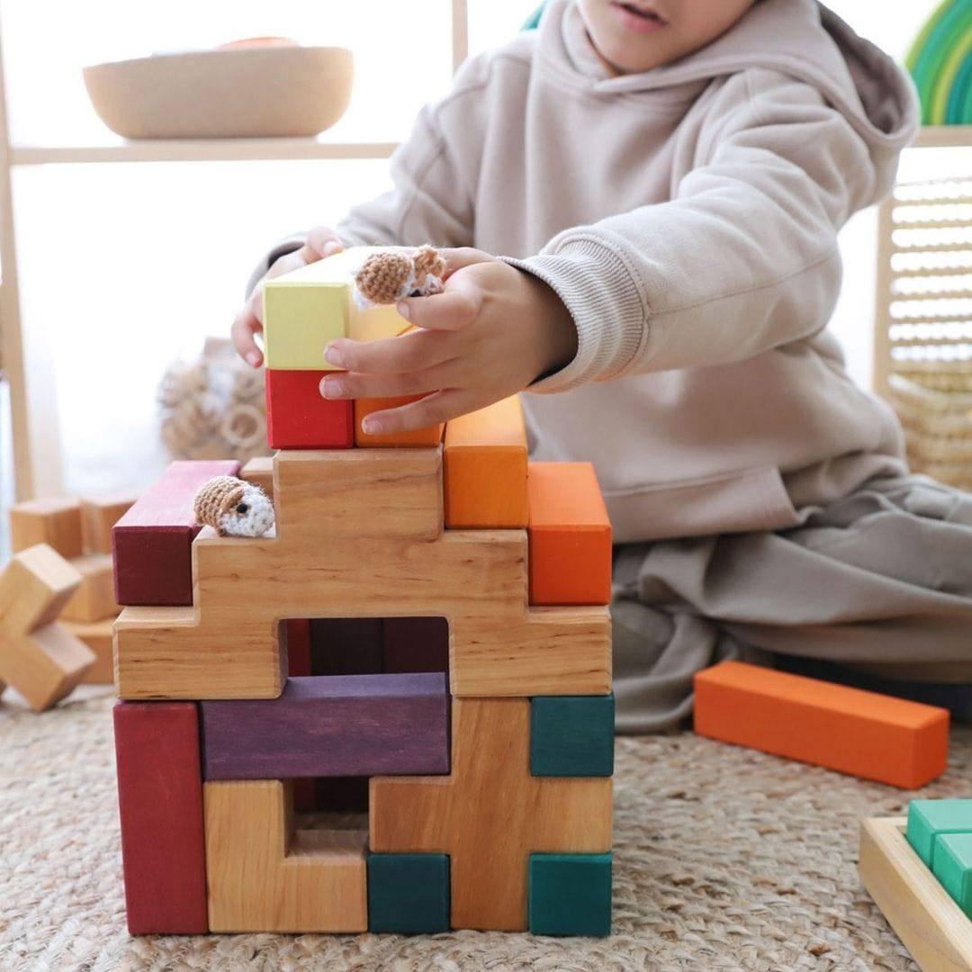 Wooden Stairway Building Blocks Set - Why and Whale