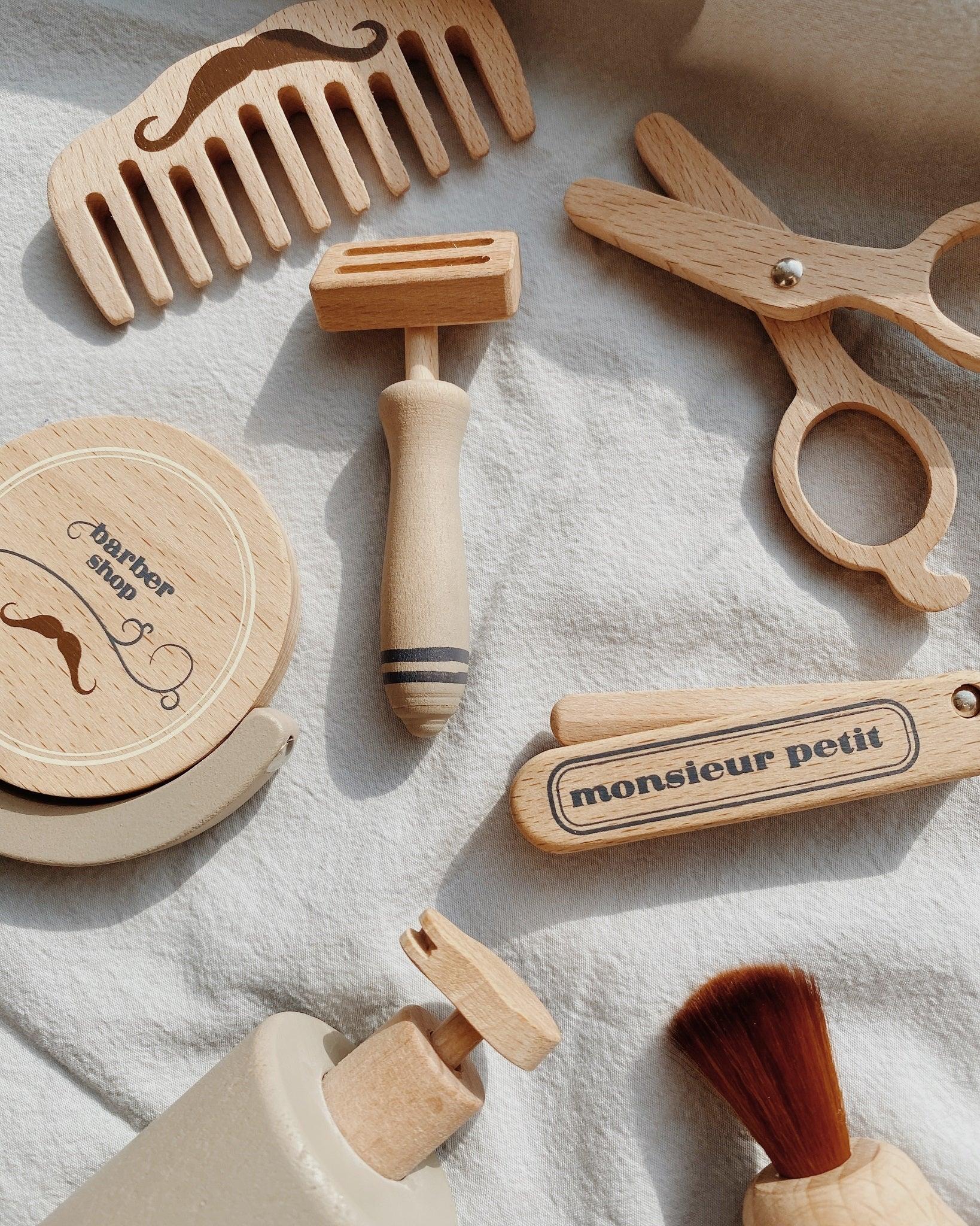 wooden toy barber set - Why and Whale