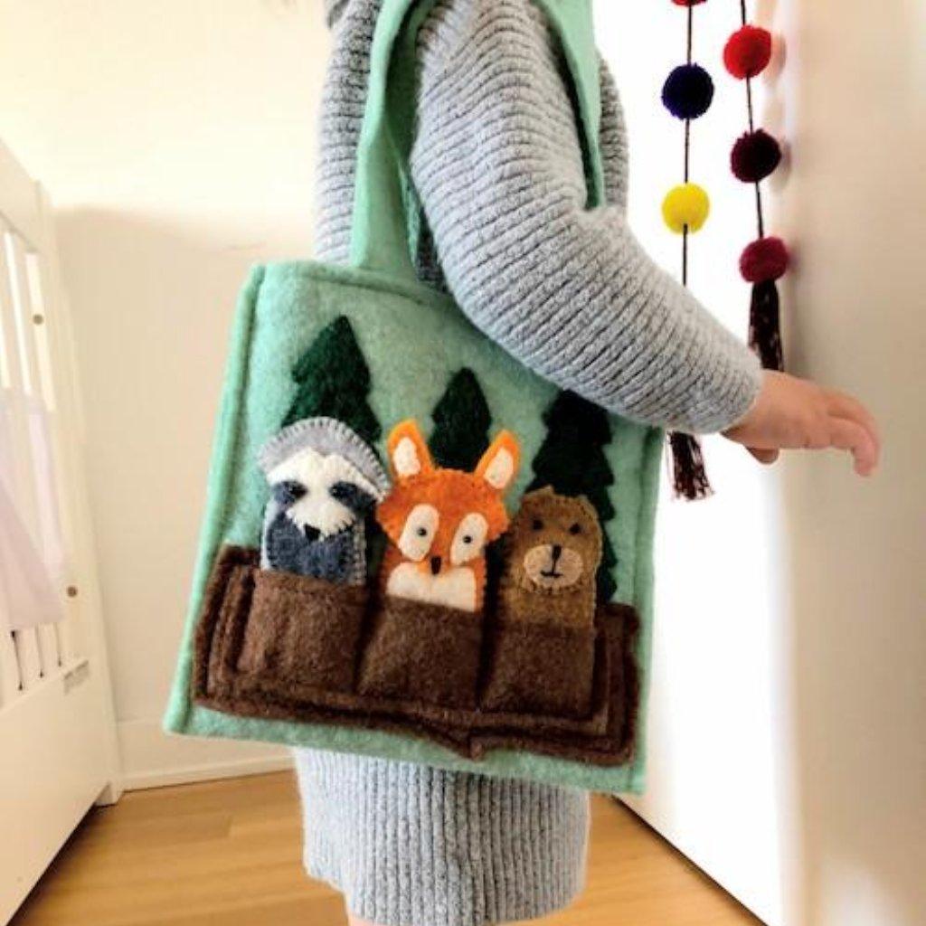 Woodland Friends Kids Puppet Bag - Why and Whale