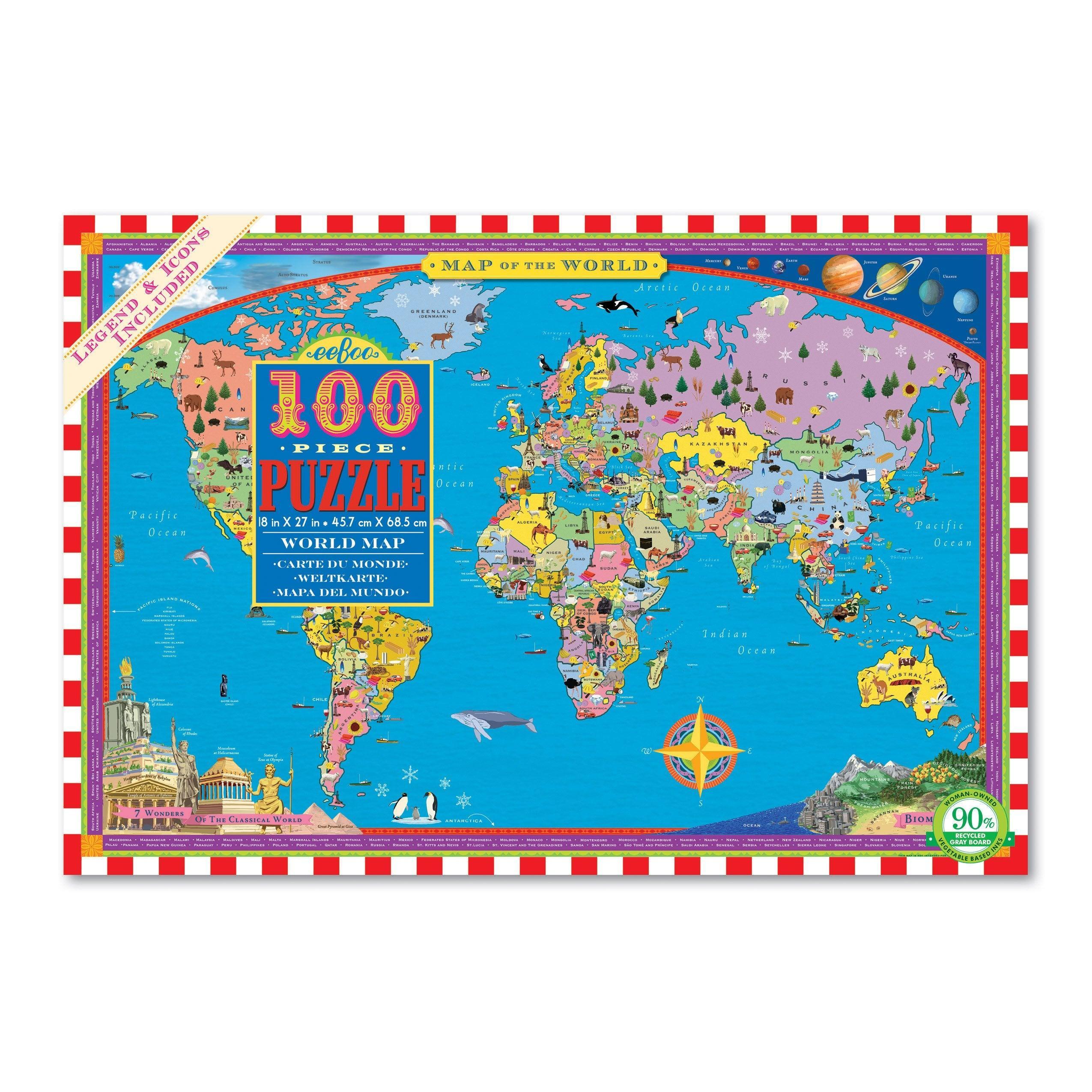 World Map 100 Piece Puzzle - Why and Whale