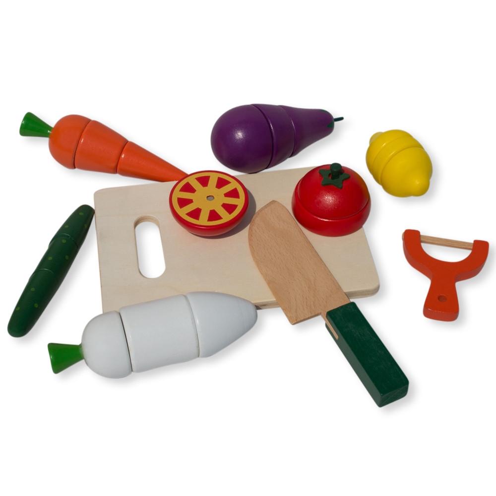 22 Pieces Magnetic Wooden Toy Kitchen Play Set with Vegetables & Knife