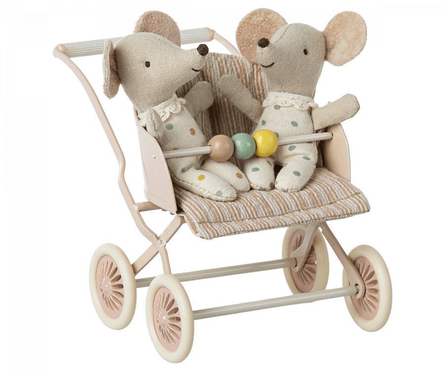 PREORDER Maileg - Stroller, Baby mice - Rose - Why and Whale