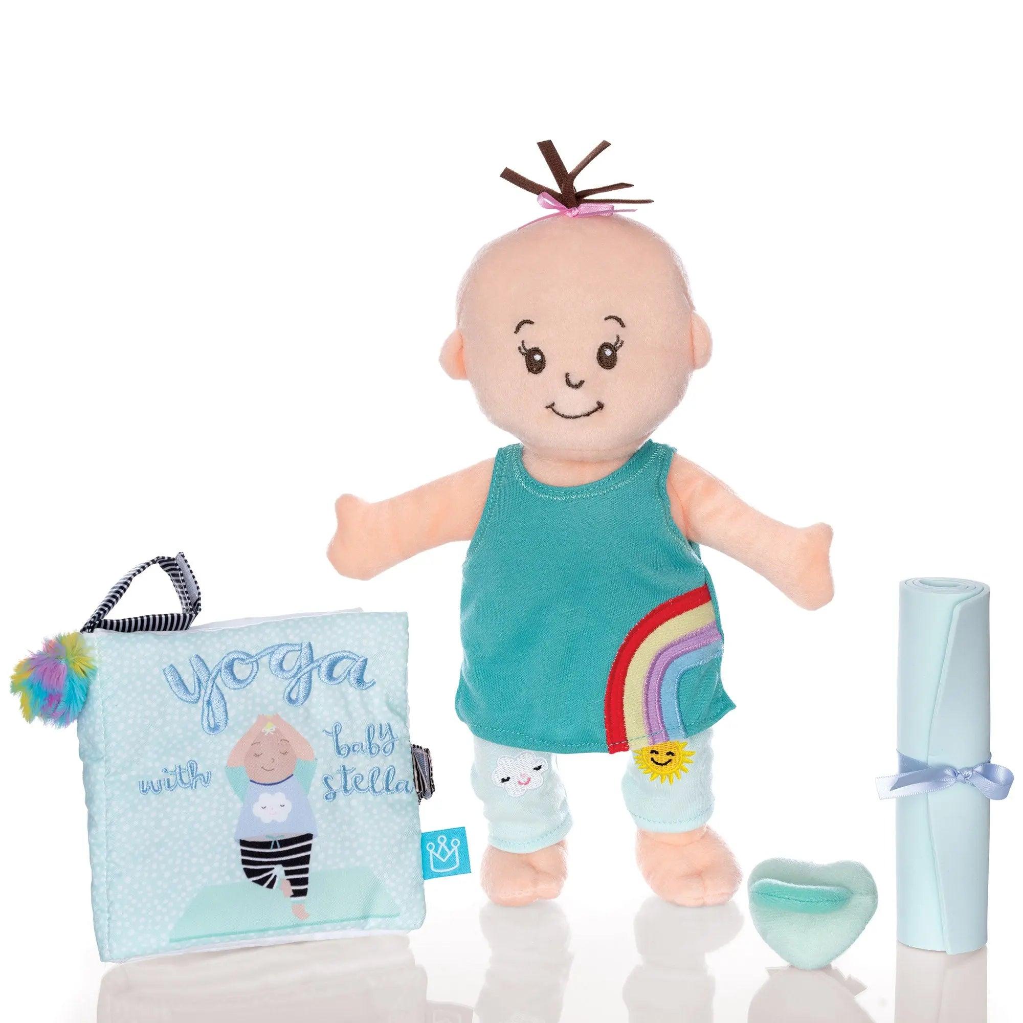 Wee Baby Stella Peach With Brown Hair Yoga Set - Why and Whale