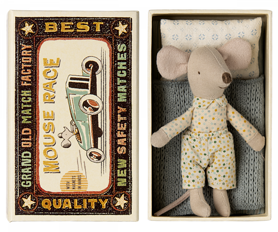 Maileg - Little brother mouse in matchbox, polka dots