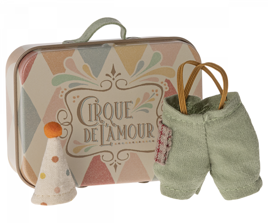 ETA APRIL SS24 Clown clothes in suitcase, Little brother mouse