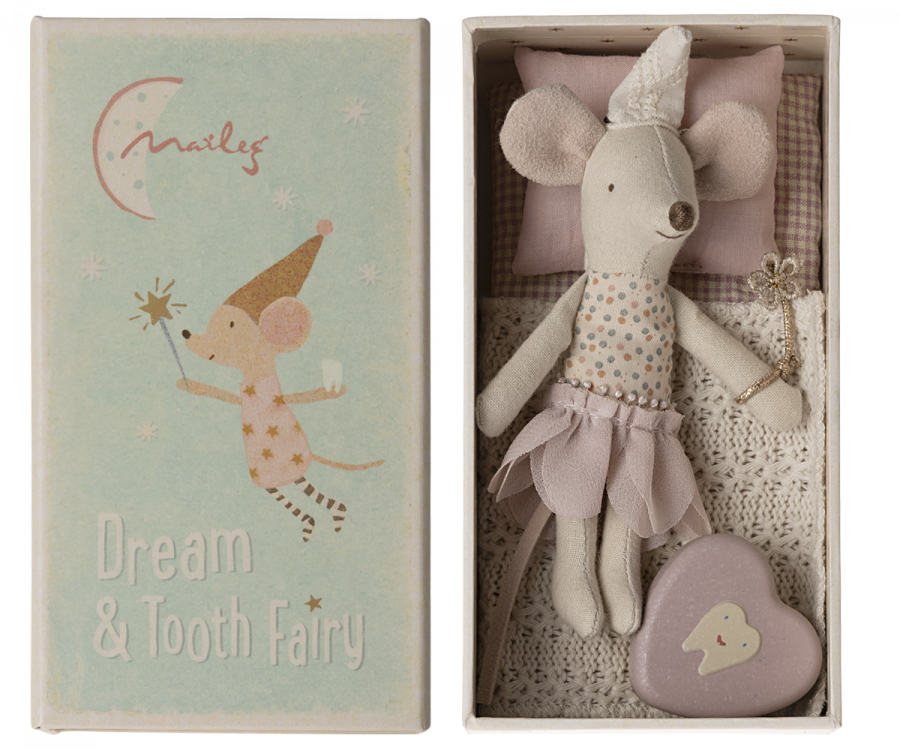 Maileg - Tooth fairy mouse, Little sister in matchbox