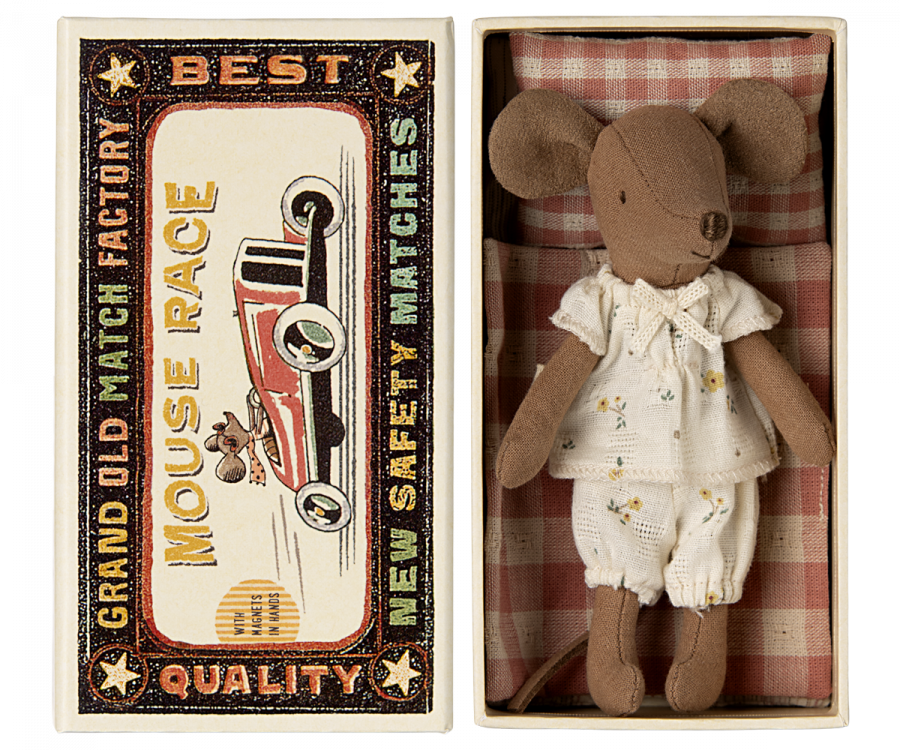Maileg - Big sister mouse in matchbox, night set