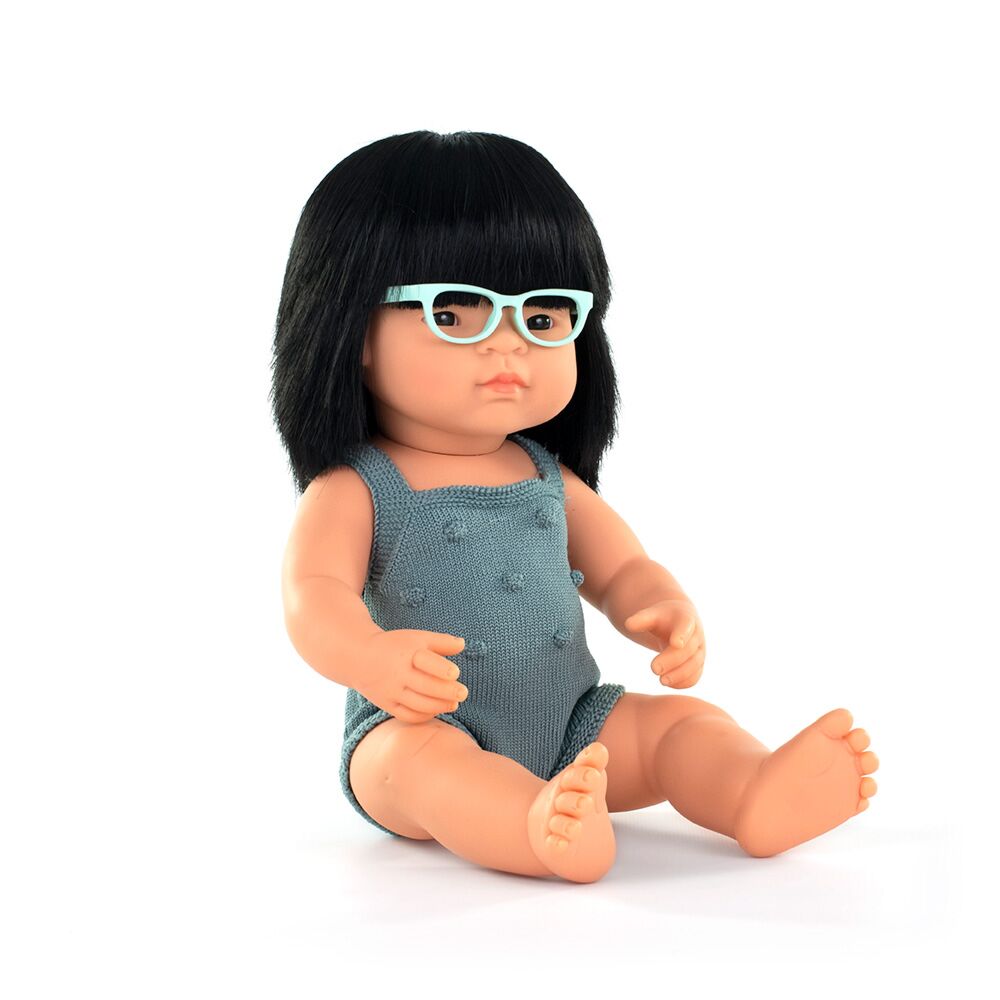 Baby Doll Asian Girl with Glasses 15" Colourful