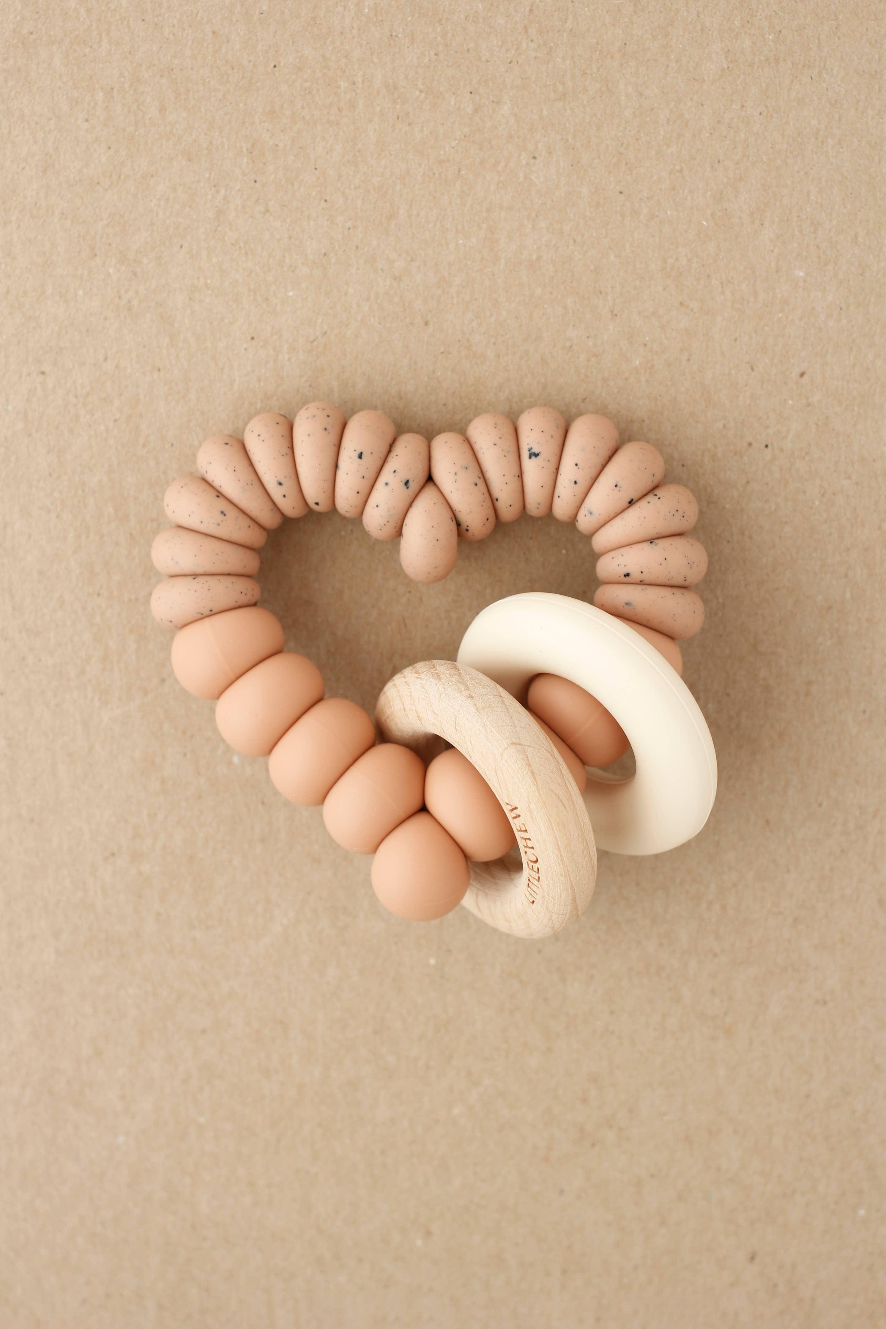 Rattle Teether  - Heart | Dusty Coral - Why and Whale
