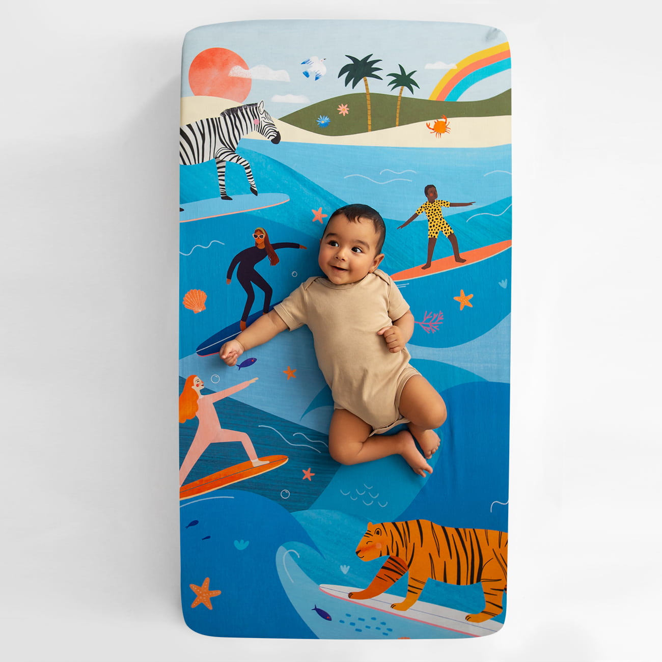 Surfing Safari Standard Size Crib Sheet