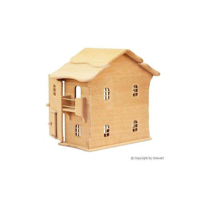 Drewart Doll House with Natural Roof and Doors