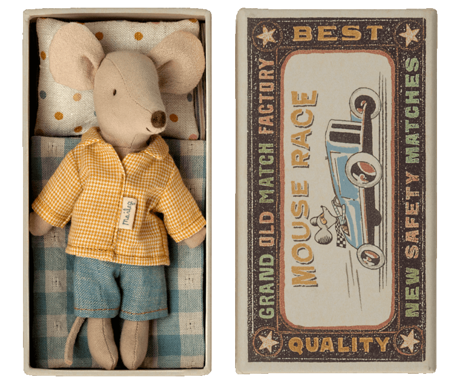 Maileg - Big brother mouse in matchbox, plaid - Why and Whale
