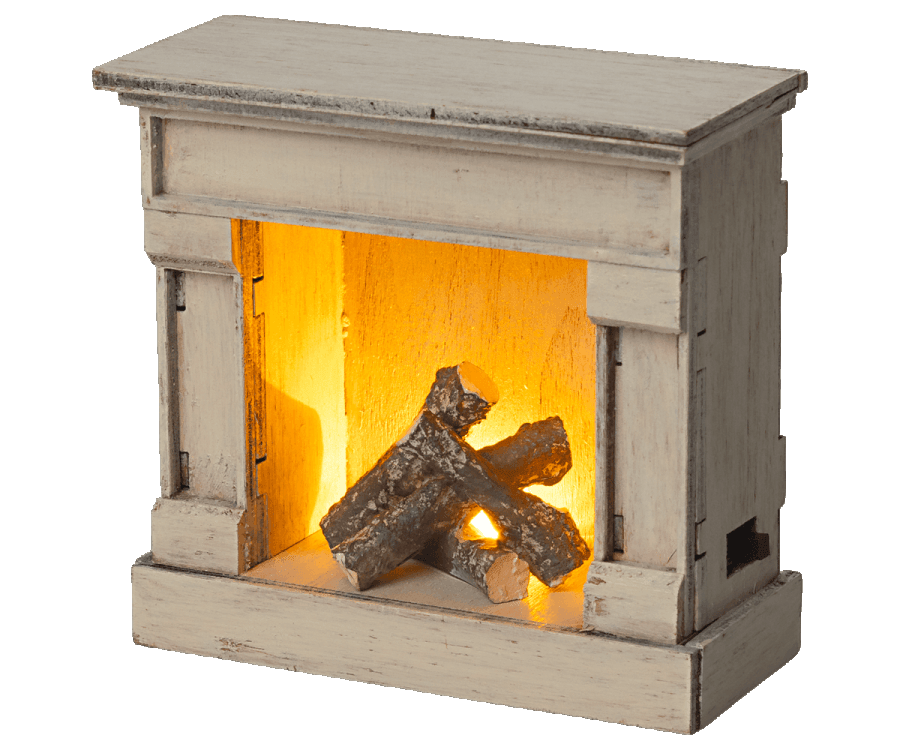 Maileg - Fireplace, Off white (lights up) - Why and Whale