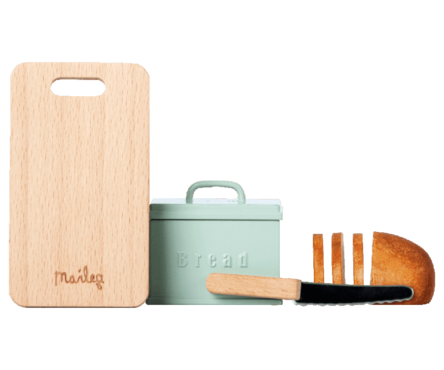 Maileg - Miniature bread box w/ cutting board and knife - Why and Whale
