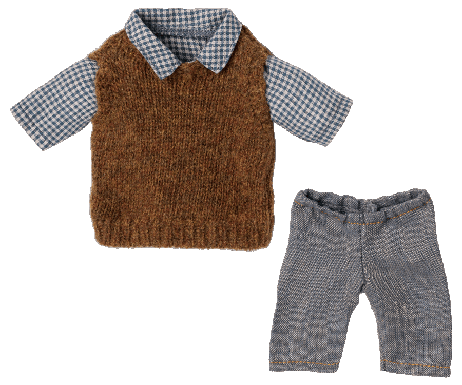 Maileg Shirt, slipover and pants for Teddy dad - Why and Whale