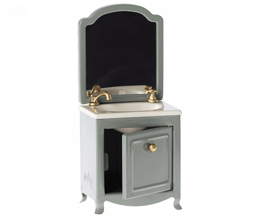 Maileg - Sink dresser w. mirror, Mouse - Dark mint - Why and Whale