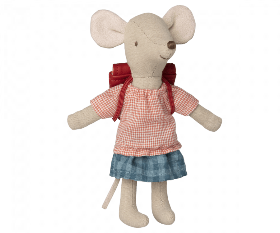 Maileg - Tricycle mouse, Big sister with bag, red - Why and Whale
